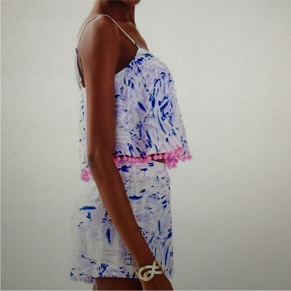 LILLY PULITZER | Franni Cropped Top Lilac Verben Rock the Dock Women’s Size 2 - Picture 2 of 11